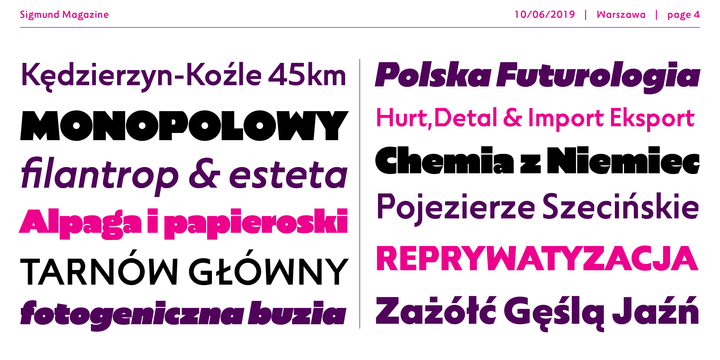 Przykład czcionki Sigmund Heavy italic